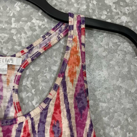 dELiA*s Purple & Orange Aztec Print Racerback Tank Top - Size Small - Scoop Neck - Picture 2 of 6